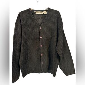 Vintage Jhane Barnes Menswear Black Geometric Design Cardigan Size Medium